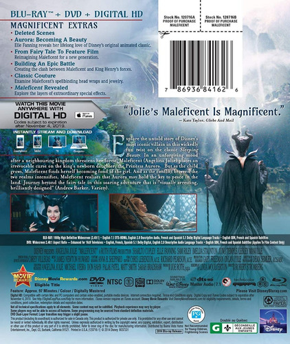 Blu-ray + Dvd Maleficent / Malefica