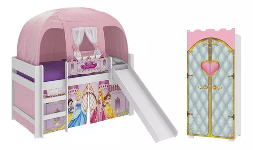 Jogo de Quarto Infantil Princesa Encantada Pura Magia Branco/Rosa