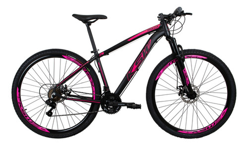 Bicicleta Aro 29 Ksw Xlt 24v Disco Câmbios Index Cor Preto/rosa Tamanho Do Quadro 15