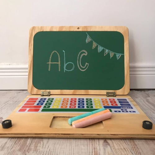 Imagen 1 de 5 de Pizarra Notebook Compu Infantil En Madera Con Pizarron