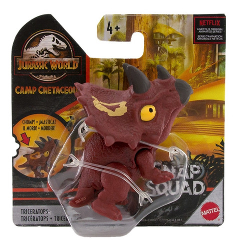 Dinossauro Triceratops Snap Squad - Jurassic World - Mattel