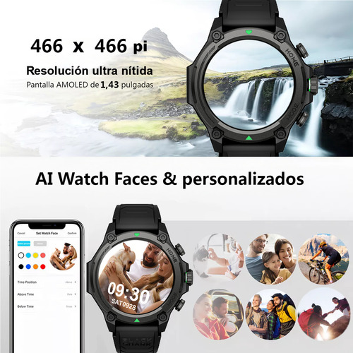 Smartwatch Reloj Inteligente Xiaomi Black Shark Gs3 1.43'' Amoled Compatible con Android y iOS GPS llamada bluetooth(ENC) 50m resistente al agua Negro