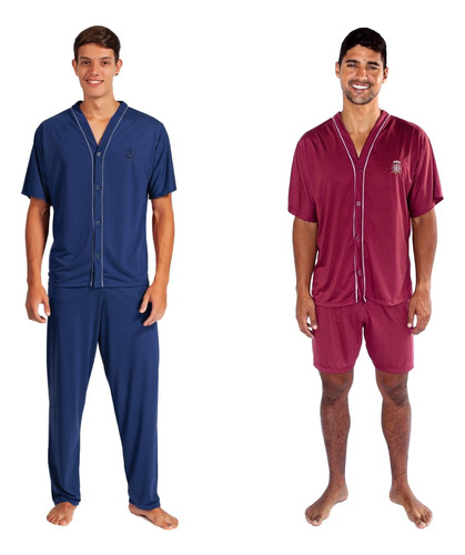 Kit Com 2 Conjuntos De Pijama Primavera E Verão Manga Curta