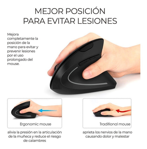 Mouse Vertical Inalámbrico Ratón Computadora