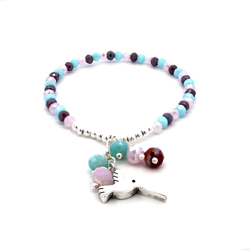 Pulsera  Dije De Plata 925 Y Cristal Colores Mujer Agálea 