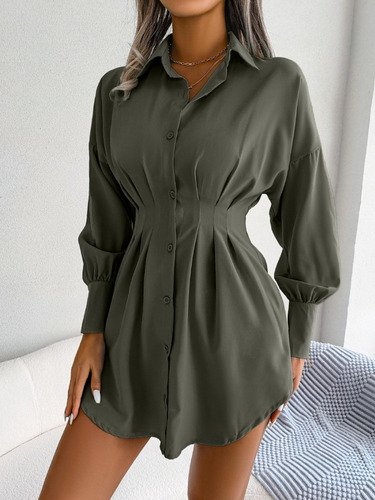 Camisa Blusa Mujer Casual Elegante Entallado Manga Larga