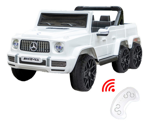 Camioneta Mercedes-benz Montable Electrica Control Remoto Asiento Doble Color Blanco 12v 4x4 Baterías Dobles Para Una Autonomía Ultralarga