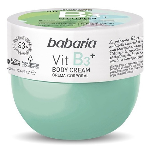  Babaria Body Cream Vit B3 - mL Tipo de envase Pote