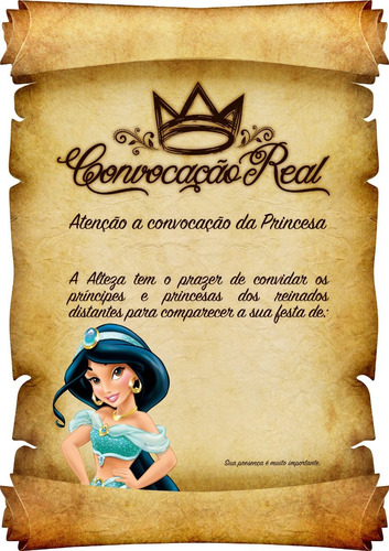 Imagem 9 de 10 de Convite Aniversário Infantil Pergaminho Tema Princípe 50unid