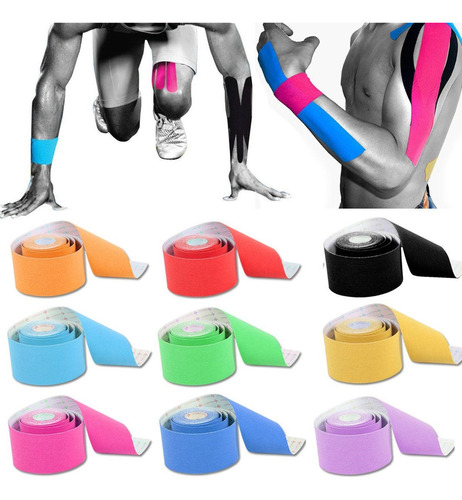 Cinta Kinesiológica Tape Neuromuscular 2.5 Cm X 5 Mts Color Negro