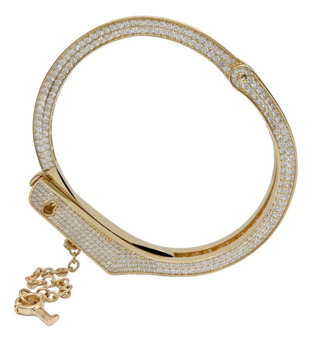 Pulsera De Oro Italiano Brazalete 14k Circonia Aro Oro 14k