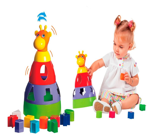 Brinquedo Encaixe Infantil Menino Menina Girafa Didática