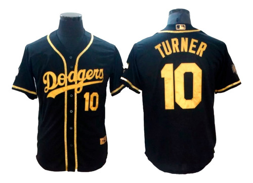 Camiseta Casaca Baseball Mlb Dodgers Dorada Turner 10 - S