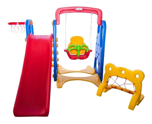 Playground Infantil 4 X 1 Balanço, Escorregador, Cesta E Gol