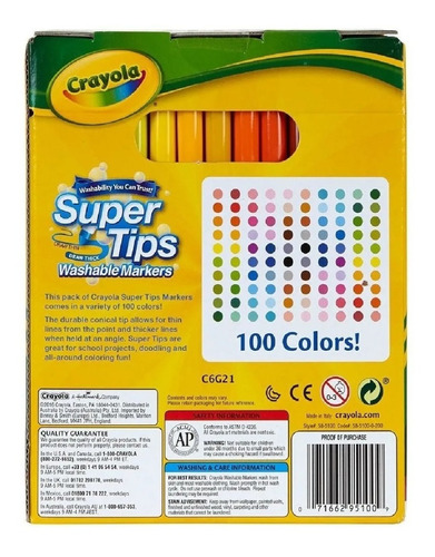 Crayola Supertips Plumones 100 Colores Lavables