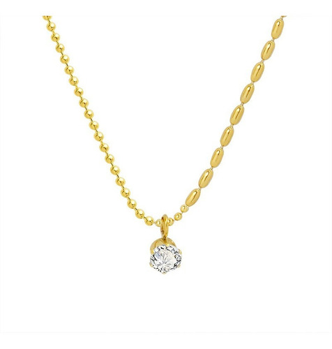 Collar Baño Oro 18k Mostacilla Punto De Luz