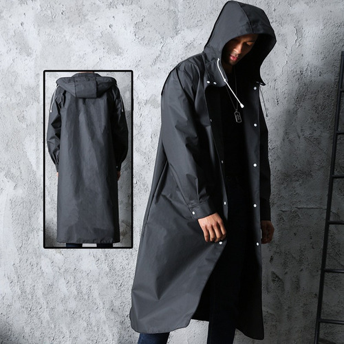 1unid Chamarra De Lluvia Con Capucha Larga Impermeable