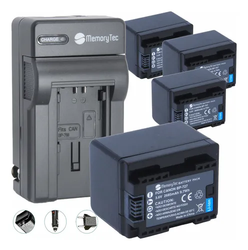 comprar Kit 4 Bp-727 + Carregador Para Canon Hf R500 R600 R700 R800