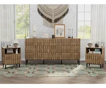 Comprar Juego De 2 Cómodas Y Mesitas De Noche 9 Cajones Madera Natur
