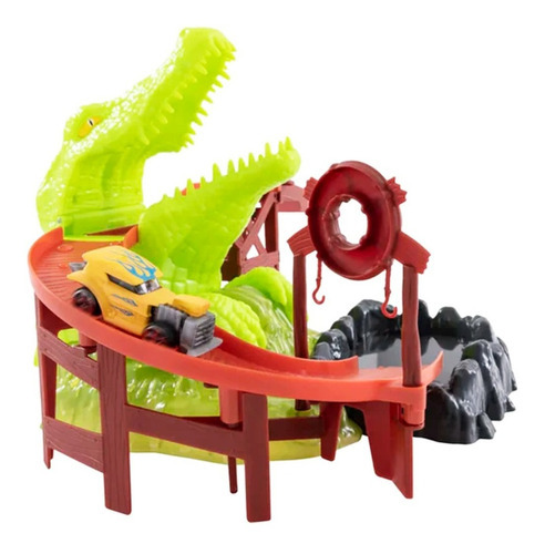 Imagen 3 de 4 de Pista Lanzador Teamsterz Bite Con Vehículo Cambia Color Color Croc Bite