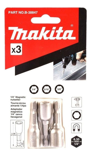 Makita Set Adaptadores Magneticos 1/4-5/16-3/8