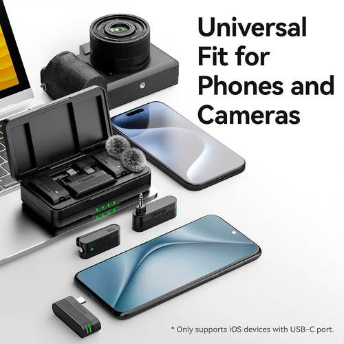 Microfone Sem Fio Ulanzi A100 Usb C Lapela Android Preto