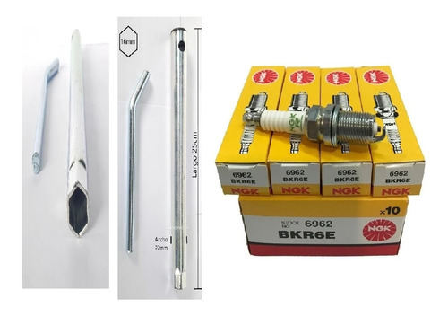 Kit X4 Bujias Ngk Bkr6e + Llave Saca Bujia 16mm