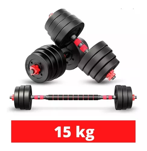 Set de mancuernas ajustable de 40kg con unión/extensor para barra.