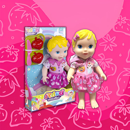 Boneca Bebe Reborn Perfumada Frutinha Com Velcro Morango