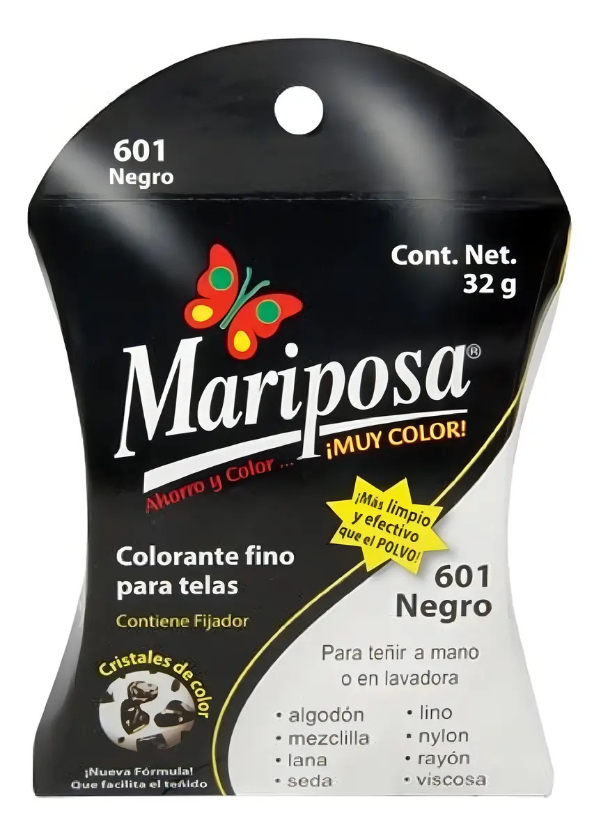 Colorante Para Telas Mariposa En Cristales 32gr Negro