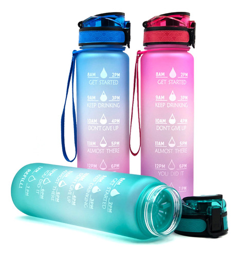 Botella De Agua Deportiva De 1.5 L Con Marcador De Tiempo De
