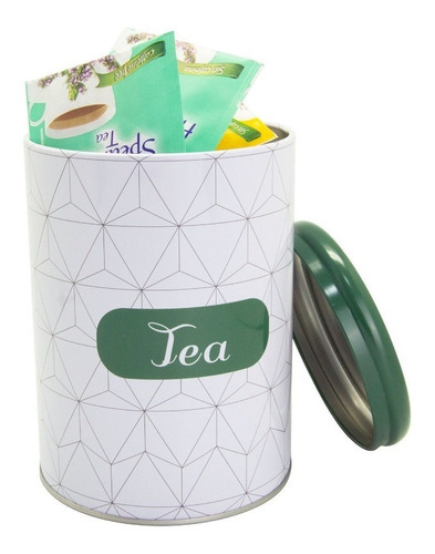 Recipiente De Lata Con Tapa Tea 1 L Color Blanco