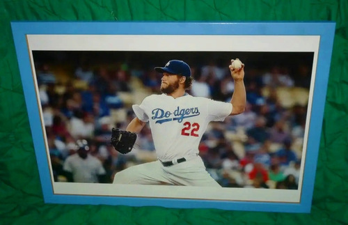 Cuadro Enmarcado De Clayton Kershaw / 48cm X 33cm / Béisbol