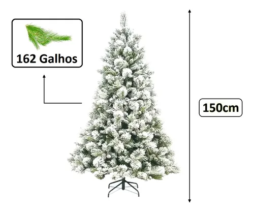 Árvore De Natal Pinheiro Neve Nevada Cactos 1,5m 62 Galhos Árvore De Natal Pinheiro Neve Nevada Cactos 1,5m 62 Galhos