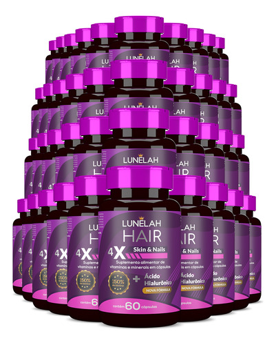 40x Lunelah Cabelo Pele E Unhas + Acido Hialuronico 60caps