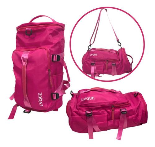 Mochila Viagem Grande Bolsa Transversal Mala Costas Premium Cor Rosa-chiclete Liso