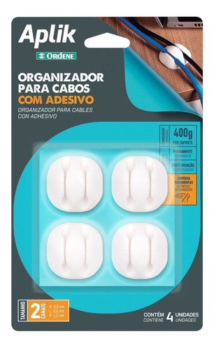 Organizador Emborrachado Cabos Fios Carregador Duplo Cor Branco