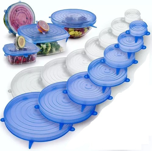 Tapas Silicona Recipientes Cocina Frutas Ollas Packx6 Tamaño