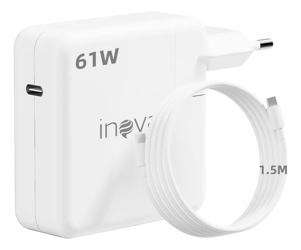 61W Fonte Carregador universal Notebook para Macbook Tipo C 1.5m Cable Branco