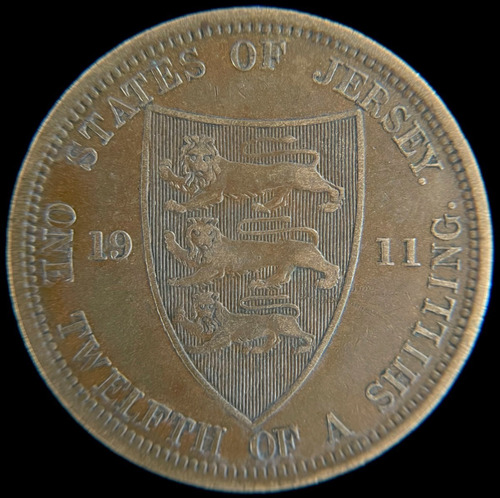Jersey, 1/12 Penny, 1911. Jorge V. Vf