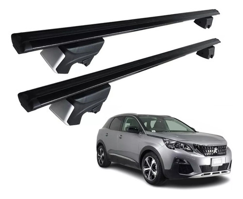 Rack Bagageiro Aluminio Eqmax Preto Peugeot 3008 Modelo 2018