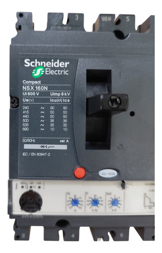 Disjuntor Nsx160n Mic 2.2 100a 3p C16n32d100 - Schneider