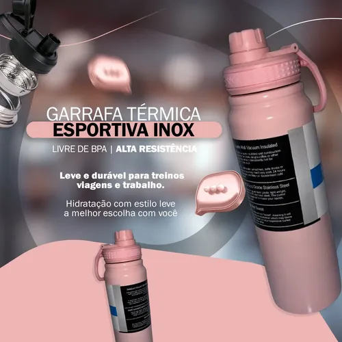 Garrafa Térmica Inox 800ml Quente Frio Vácuo Anti Vazamento