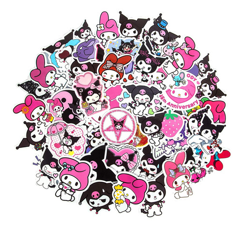 Kuromi And My Melody Stickers Pack| 50 Calcomanías Lindas .