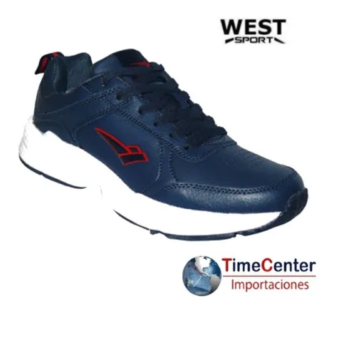 Zapatos Deportivos West Hombre Casual Cuero Azu Plomo