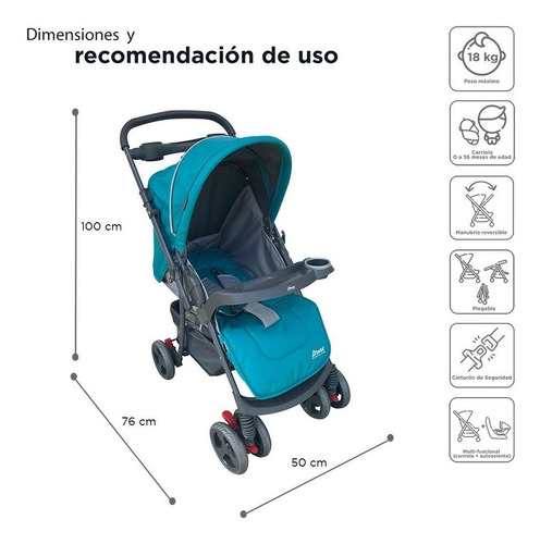Carriola D Bebe Star Baby Mango Reversible Portabebe Color Jade