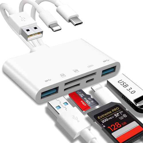 Lector De Tarjetas De Memoria 5 En 1, Adaptador Otg Usb Y Le