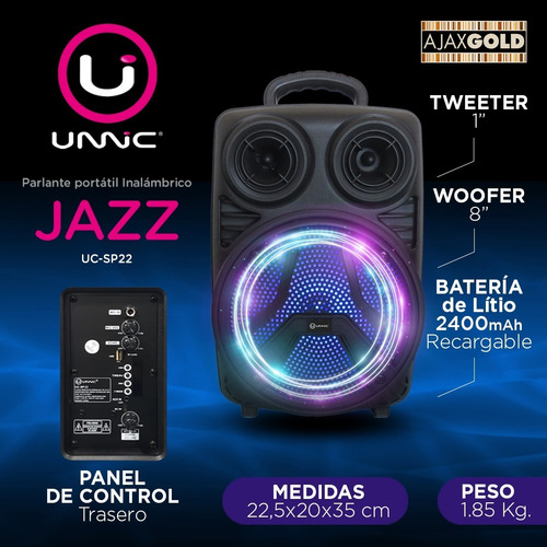 Parlante Portátil Bluetooth Karaoke Usb Sd Luces Led Con Mic