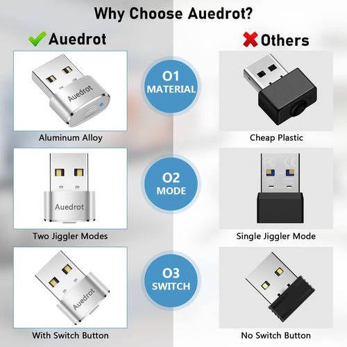 Auedrot Mouse Jiggler Mover De Mouse Usb De Metal Indetectab