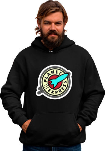 Sudadera Unisex Negra Logo De Planet Express Nave Espacial